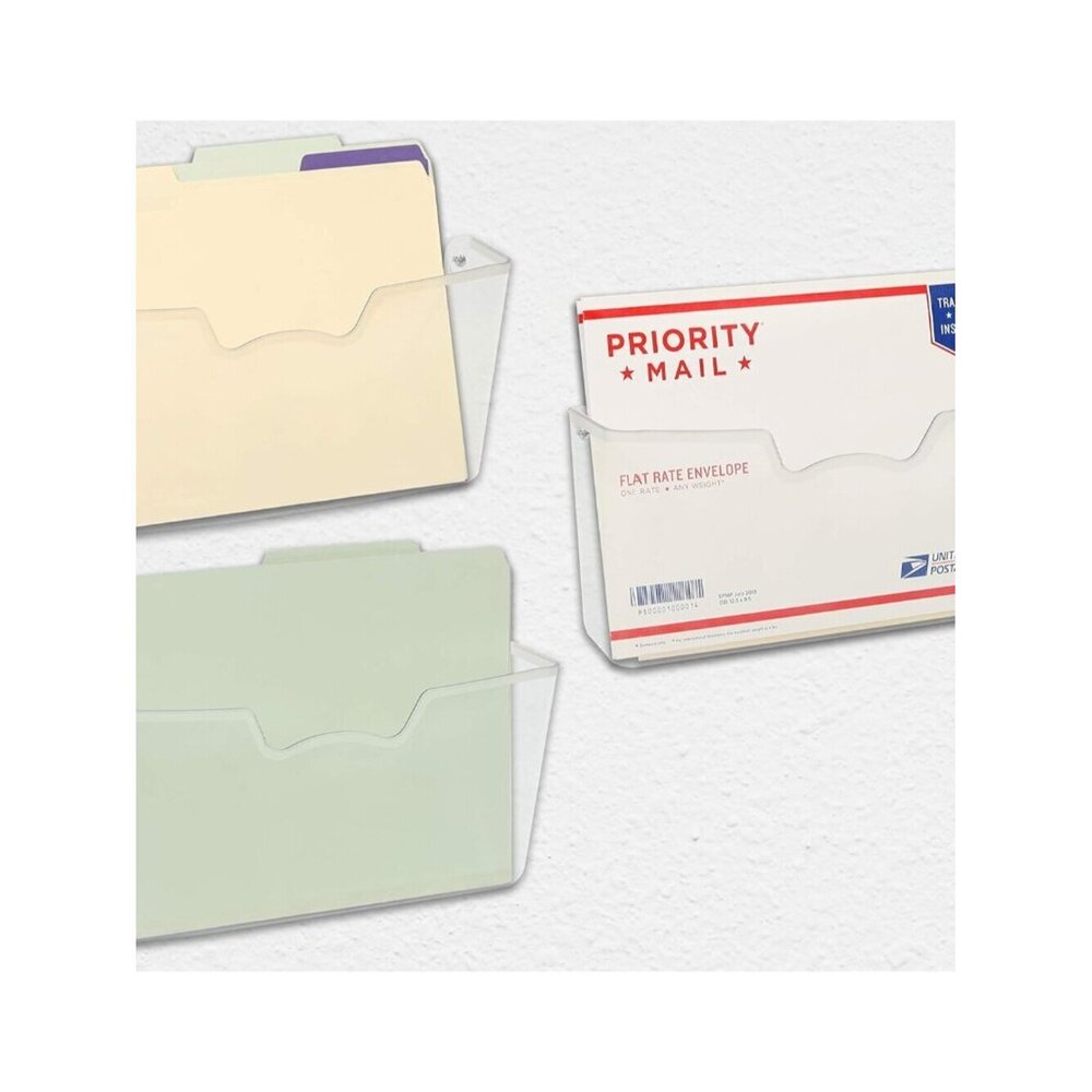 Clear Single Pocket Wall Mount for Hanging File Holder, 3 Packs